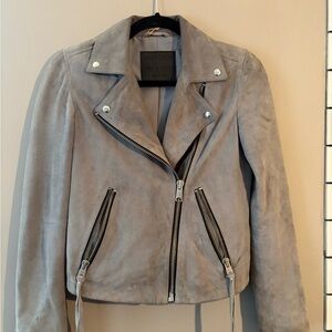 All Saints Light Gray Leather Jacket